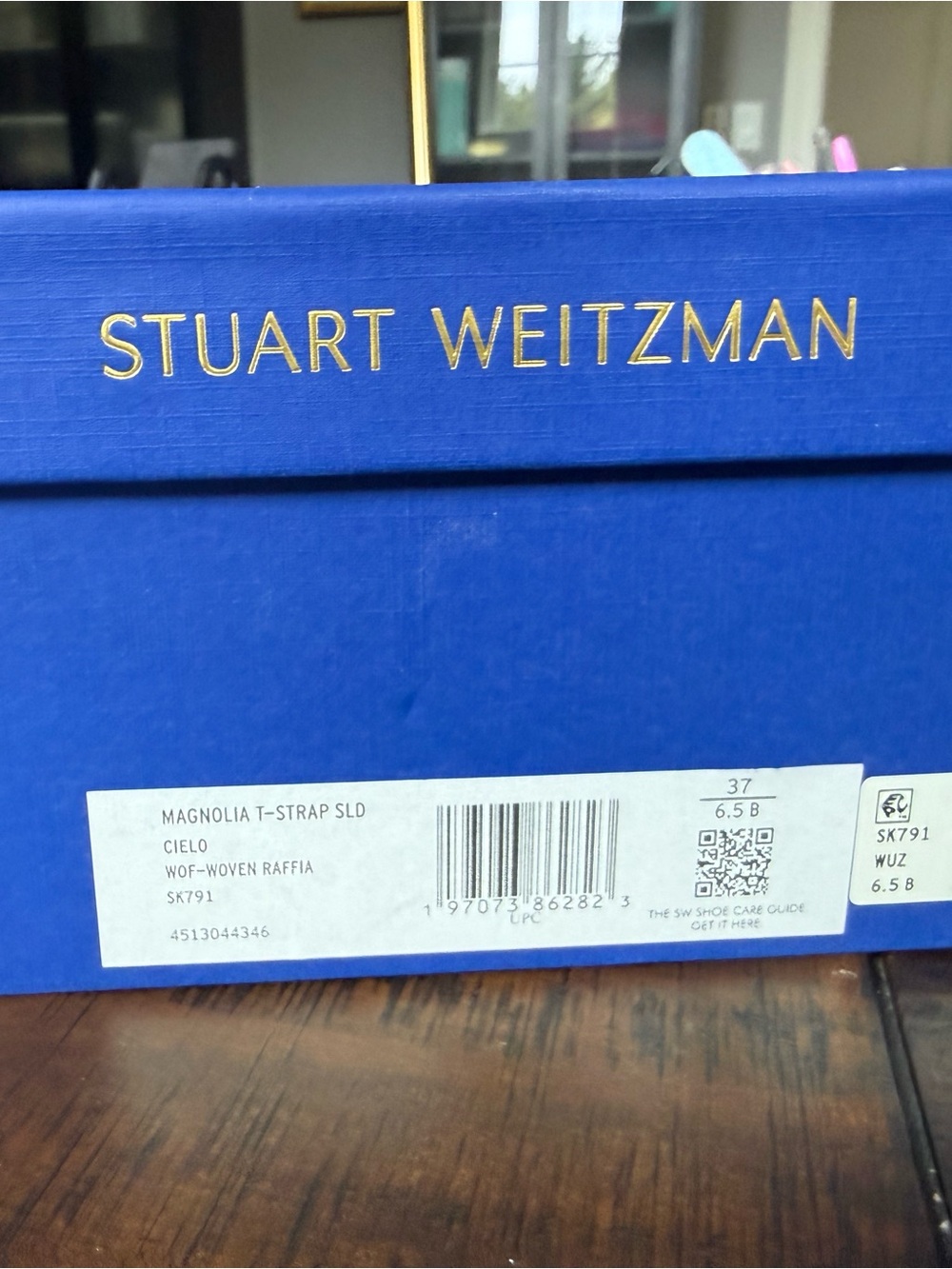 Stuart Weitzman Cielo Blue Shoe Box with Gold Logo
